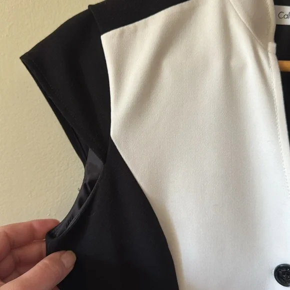 🖤🐼🐑🐧Elegant Black and White Button-Down Dress - Picture 4 of 5